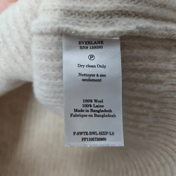 Everlane womens half zip pullover sweater luxe merino wool sz xs ivory - Picture 3 of 5
